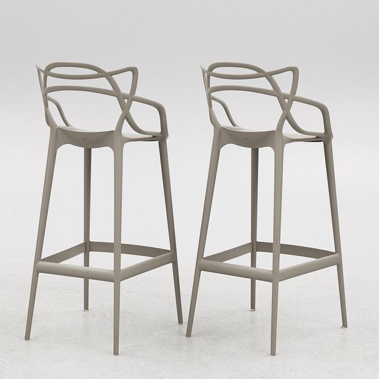 Philippe Starck and Eugeni Quitllet, a pair of "Masters stool" bar stools, Kartell, Italy, 2012.