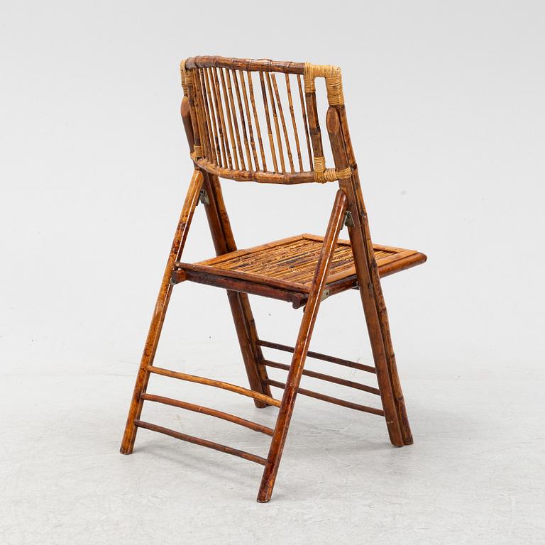 A Chinese spotted bamboo folding chair, late Qing dynasty, circa 1900.