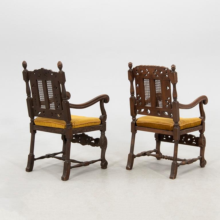 Armchairs, a pair in Baroque style, first half of the 20th century.