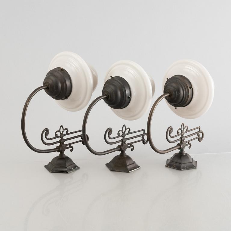 Three Jugend-style wall lights, mid 20th century.