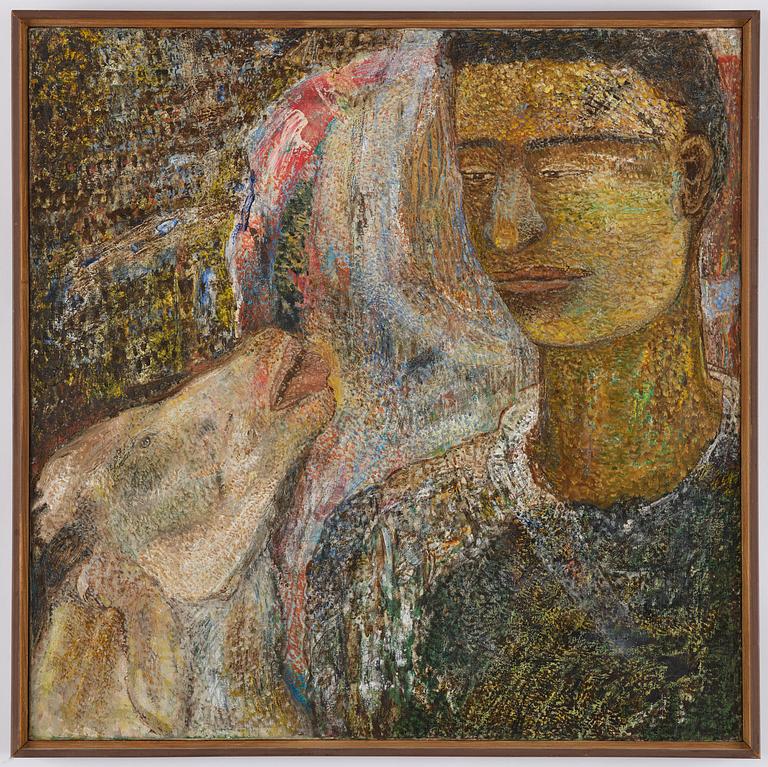 Jayashree Chakravarty, "Affection", signed and dated 1987 verso.
