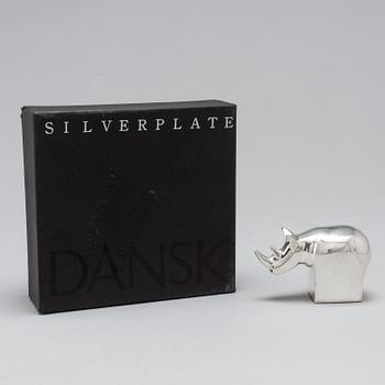 GUNNAR CYRÉN, a zinc silverplate rhinocerus sculpture by Dansk design Japan.