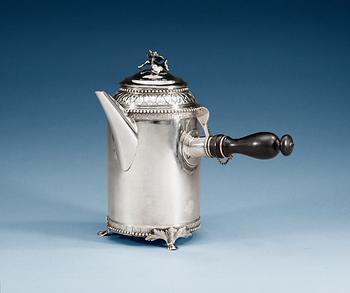 802. A SWEDISH SILVER COFFE-POT, Makers mark of Michael Nyberg, Stockholm 1787.