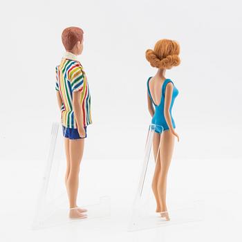 Midge and Allan, dolls 2 pcs. vintage "Midge" Mattel 1964, "Allan" Mattel 1964.