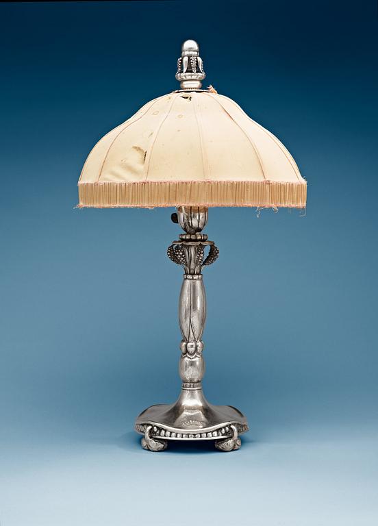 A Georg Jensen silver table lamp, Copenhagen 1919-21, 830/1000 silver.