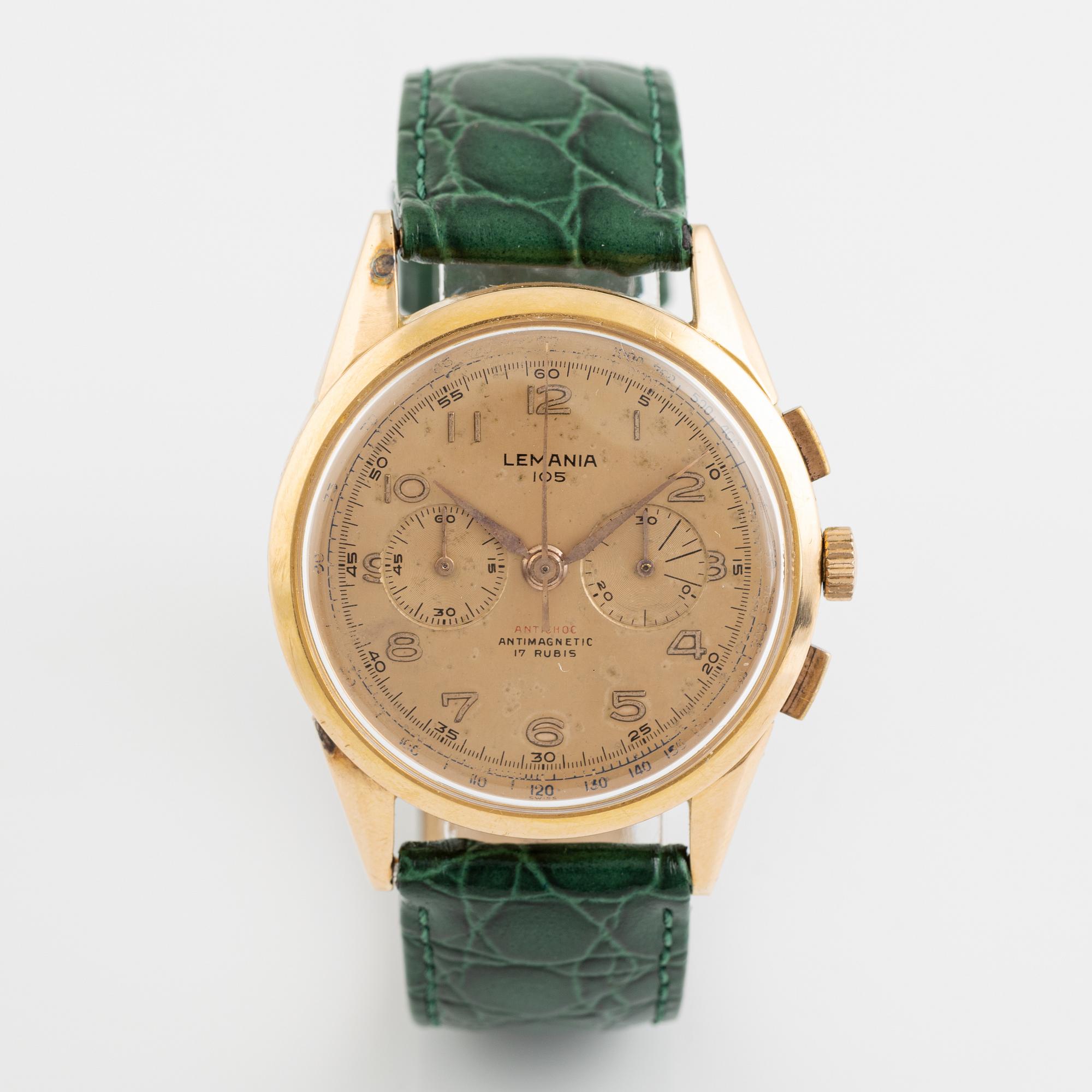 Lemania, chronograph, wristwatch, 37,5 mm.