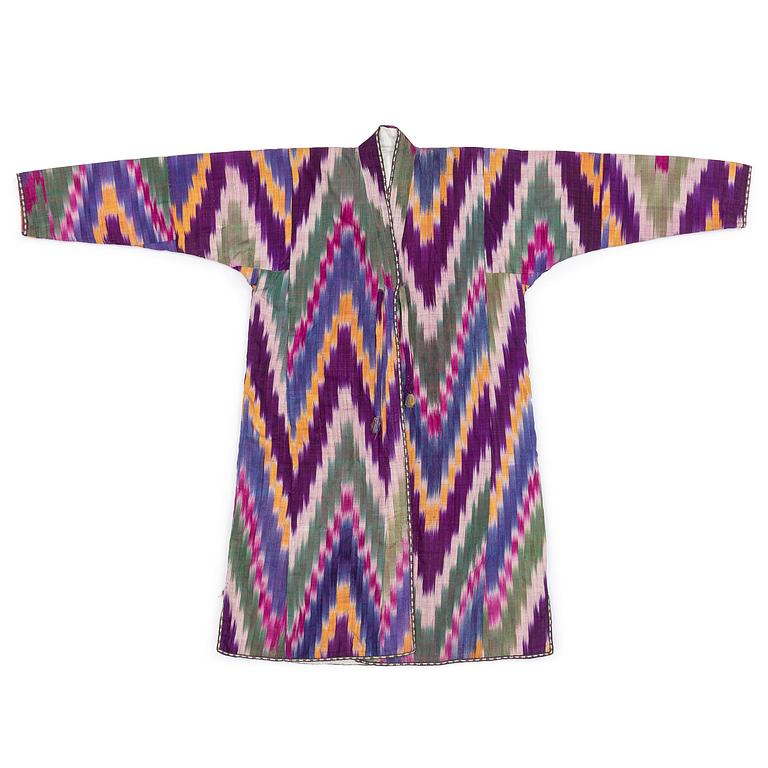 A silk Ikat Chapan, Central Asia, 1880s.