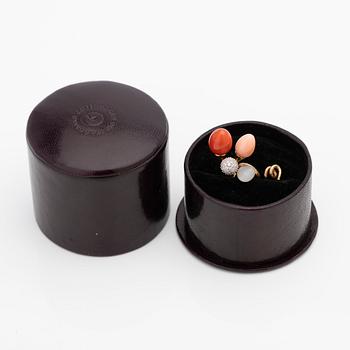 Ole Lynggaard, Pendant, 18K rose gold with red and pink coral, white moonstone and brilliant-cut diamonds, designed by Charlotte Lynggaard.