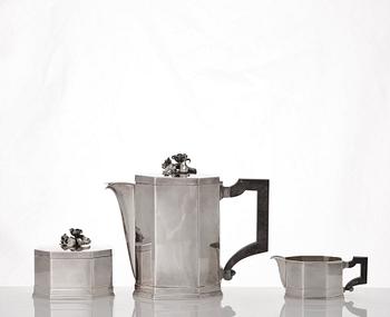 Atelier Borgila, a sterling silver coffee set, 3 pcs, Stockholm 1935.