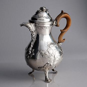 Zacharias Ekfelt, kaffekanna, silver, Arboga 1771. Rokoko.