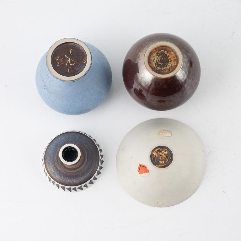 Carl-Harry Stålhane and Gunnar Nylund, eight miniature stoneware vases and bowls, Rörstrand, Sweden.