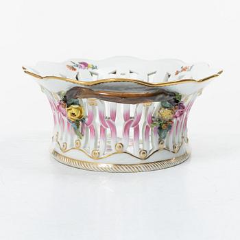Royal Copenhagen, a lattice bowl and stand, 'Saxon Flower', Denmark, 1889-1922.