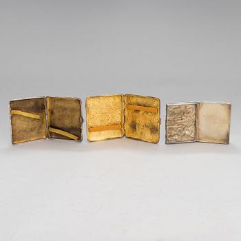 SAVUKERASIOITA, 2 kpl, ja RASIA, hopeaa, Suomi ja Espanja, 1900-luku.