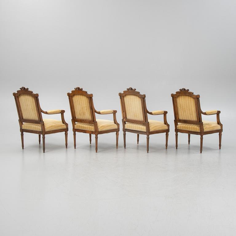 Four Louis XVI style armchairs first part of the 20th Century.