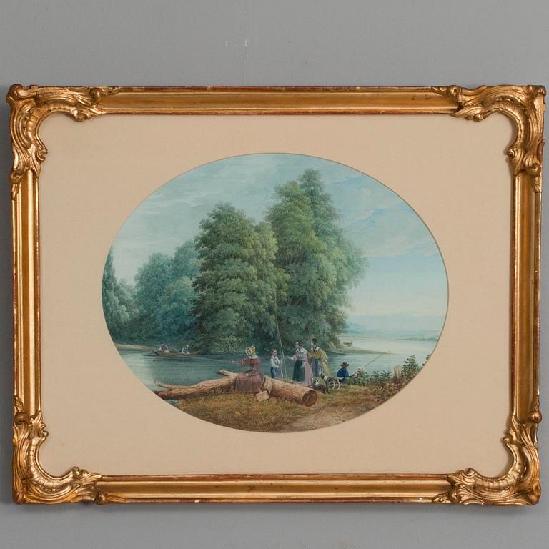 OKÄND KONSTNÄR, gouache, a tergo märkt Obramovits, 1800-talets mitt.