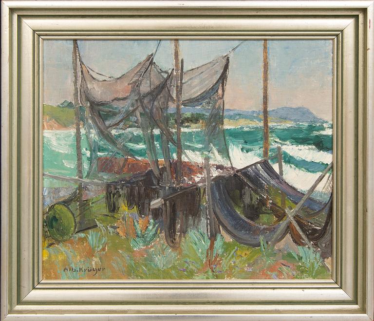 Albert Krüger, oil on panel, signed.