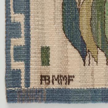 Märta Måås-Fjetterström, textiles, 2 pcs., "Blomlapp", tapestry weave, "Pingstlilja" ca 28,5 x 29,5 cm, "Pensé" ca 25,5 x 26 cm, signed AB MMF.