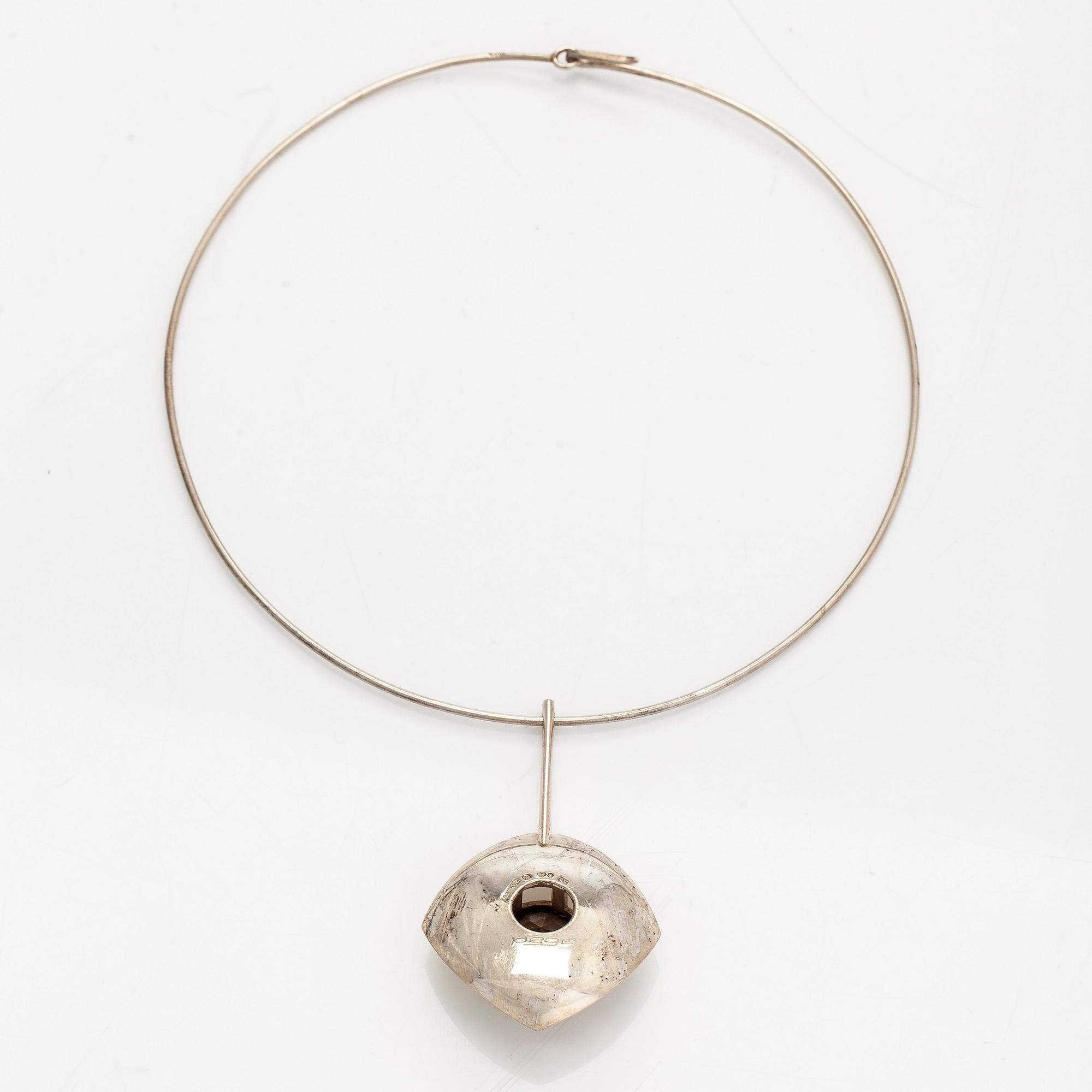 Bracelet and necklace, faceted smoky quartz, silver, Alton, Sweden 1966.