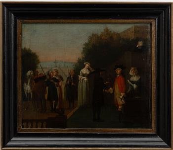 Unknown artist, 18th century, Elegant company in a palace park.