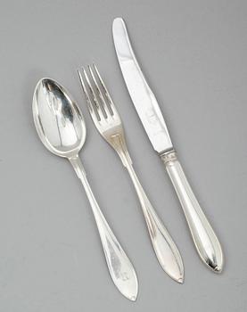 BESTICK, 48 delar, silver, spetsmodell, GAB och CG Hallberg, 1900-tal. Vikt med stålblad ca 2284 gram.