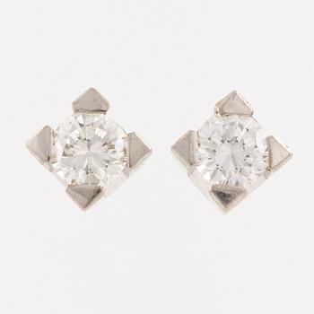 Earrings, a pair, 18K white gold with brilliant-cut diamonds.