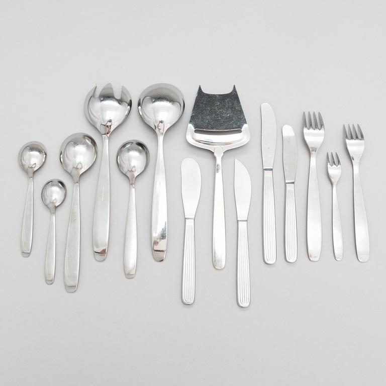 KAJ FRANCK, a set of 46 stainless steel "Scandia" cutlery service for Hackman Sorsakoski, Finland. Design year 1952.