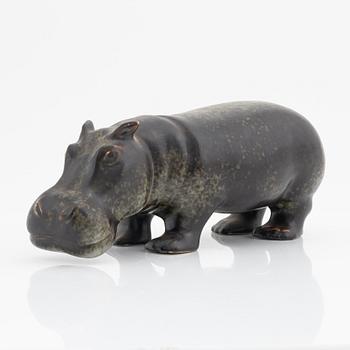 Gunnar Nylund, a stoneware sculpture of a hippo, Rörstrand.