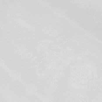 9 servetter samt 4 udda dukar, linnedamast, 18/1900-tal.