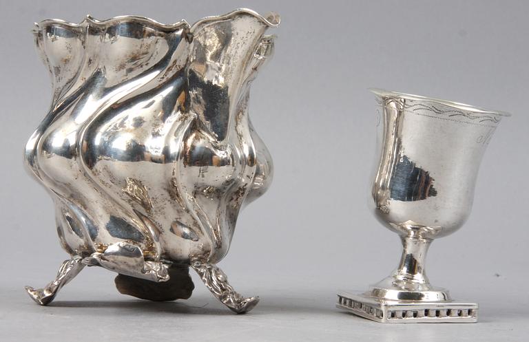 PARTI SILVER, 9 delar, 1800/1900-tal. Bl a importstämplar. Tot. vikt 481 g.