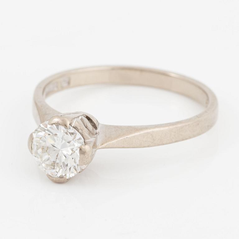 Ring, 18K white gold with brilliant-cut diamond, 1.02 ct according to engraving.