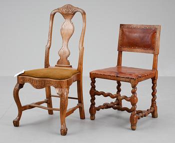 STOLAR, 2 st, barockstil resp rokokostil, Elis i Taserud, Bröd. Eriksson, 1931.