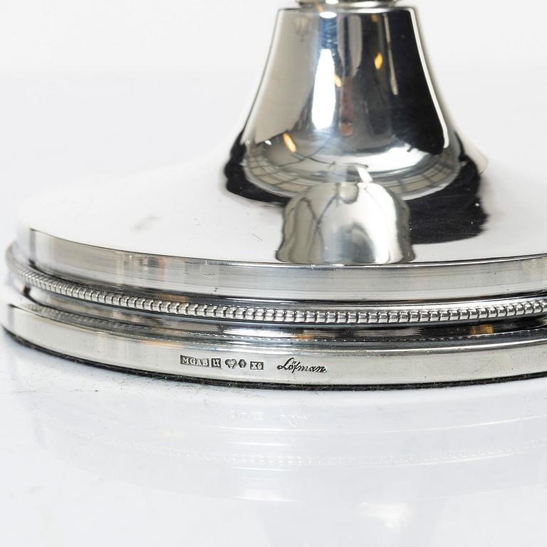 Eric Löfman, Candelsticks, a pair, silver, KG Markström, Uppsala 1972.