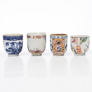 Thirteen porcelain cups, China, mostly 18th century.