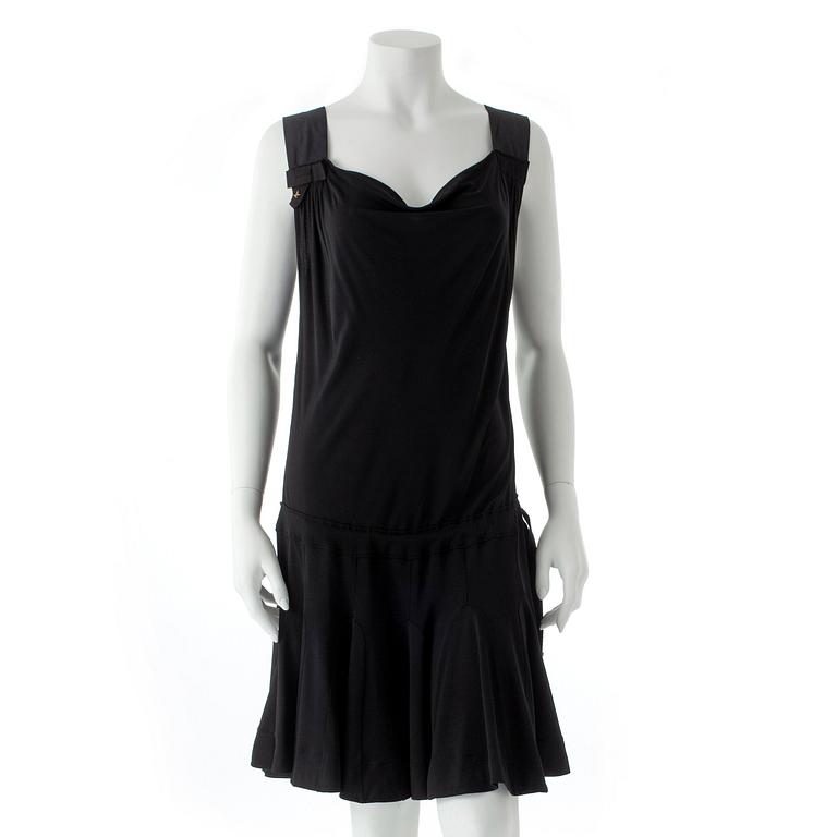 LOUIS VUITTON, a black silk mix dress.
