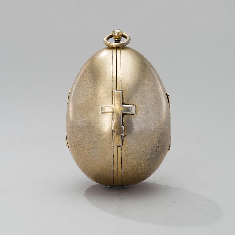 EGG/ICON, silver, Russia, St:Petersburg ca 1900, unclear makers mark, total weight 136 g.