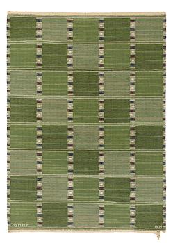 224. Barbro Nilsson, A CARPET, "Falurutan grön I", flat weave, ca 210,5 x 150,5 cm, signed AB MMF BN.