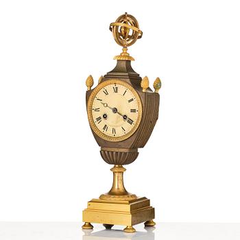 A French Empire ormolu and patinated bronze mantel clock, early 19th century,.