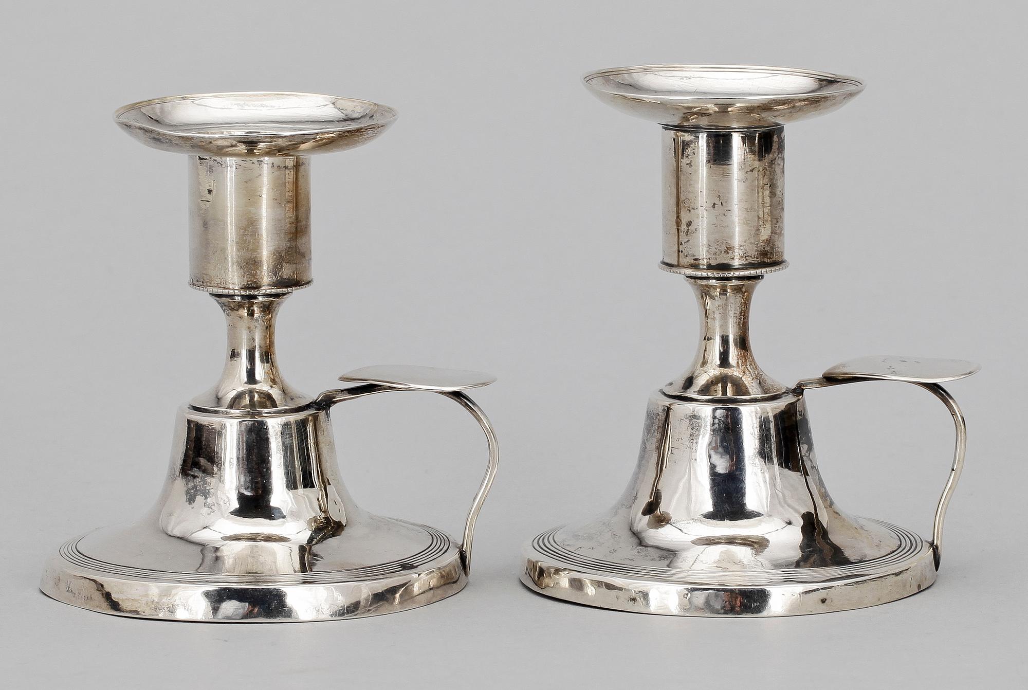 RESELJUSSTAKAR, ett par, silver, Per Zethelius,  Stockholm, 1807.