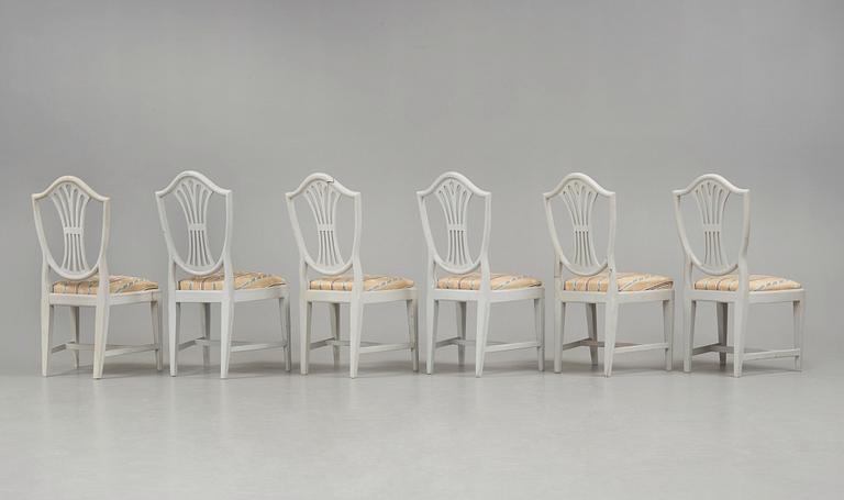 Six late Gustavian circa 1800 chairs.