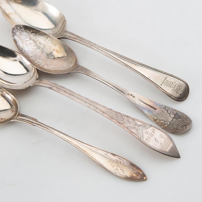 Skedar, 11 st, silver, 1769-1934, Sverige.