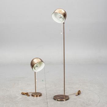 GOLVLAMPA samt BORDSLAMPA, Bergboms, 1960-tal.