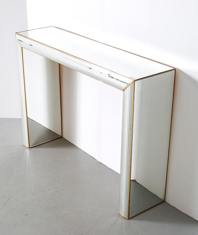 A late 20th century mirror and console table by Deknudt, Belgium.