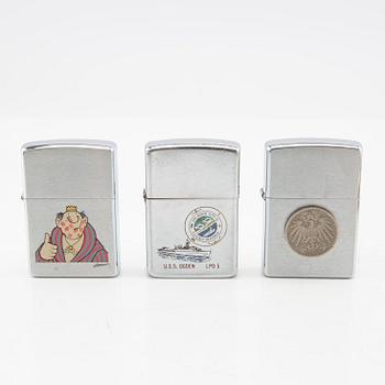 En samling Zippo tändare 14 st USA 1900-talets senare del.