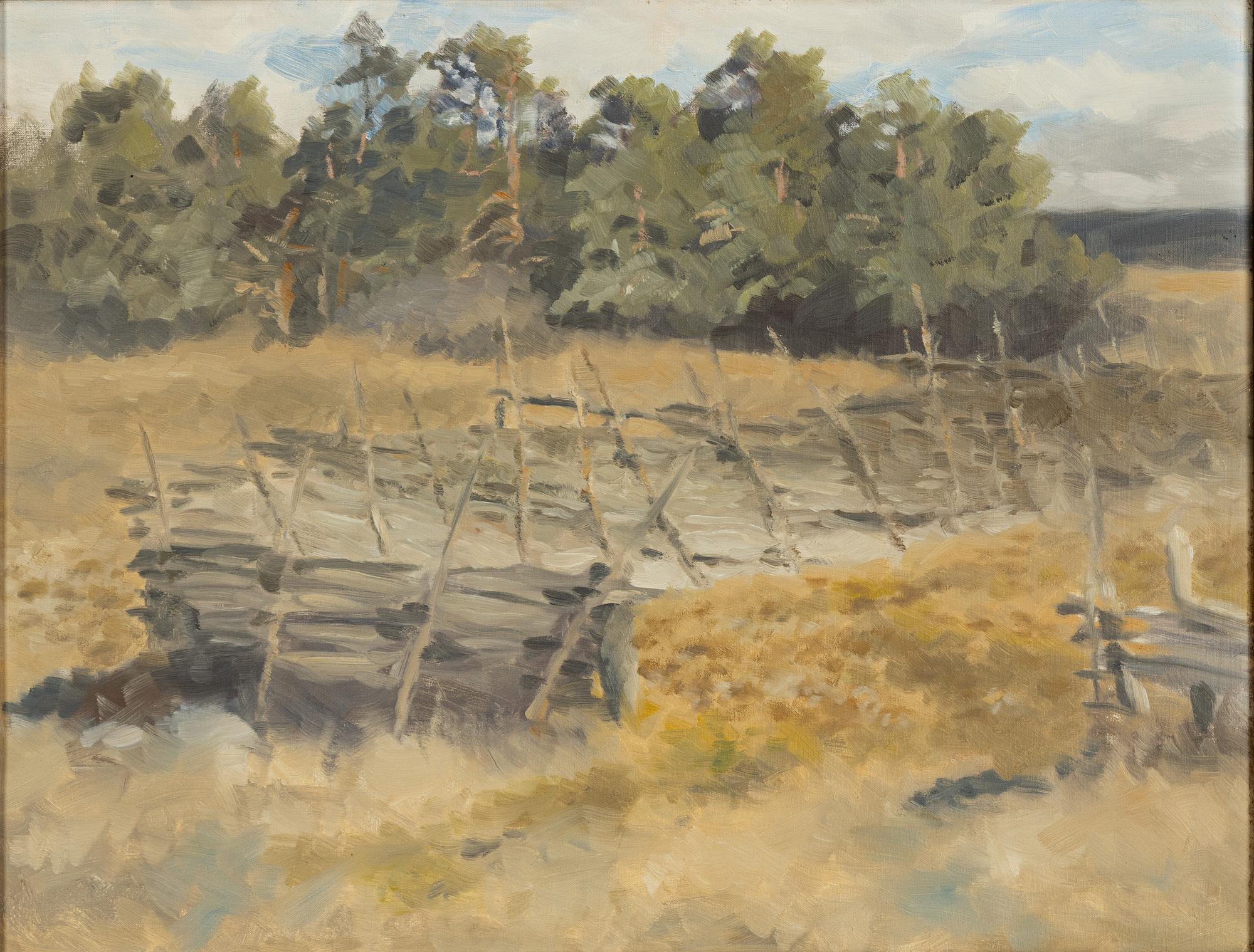 Bruno Liljefors, Vårlandskap med gärdesgård.