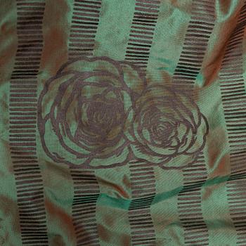 A set of four green silk curtains.