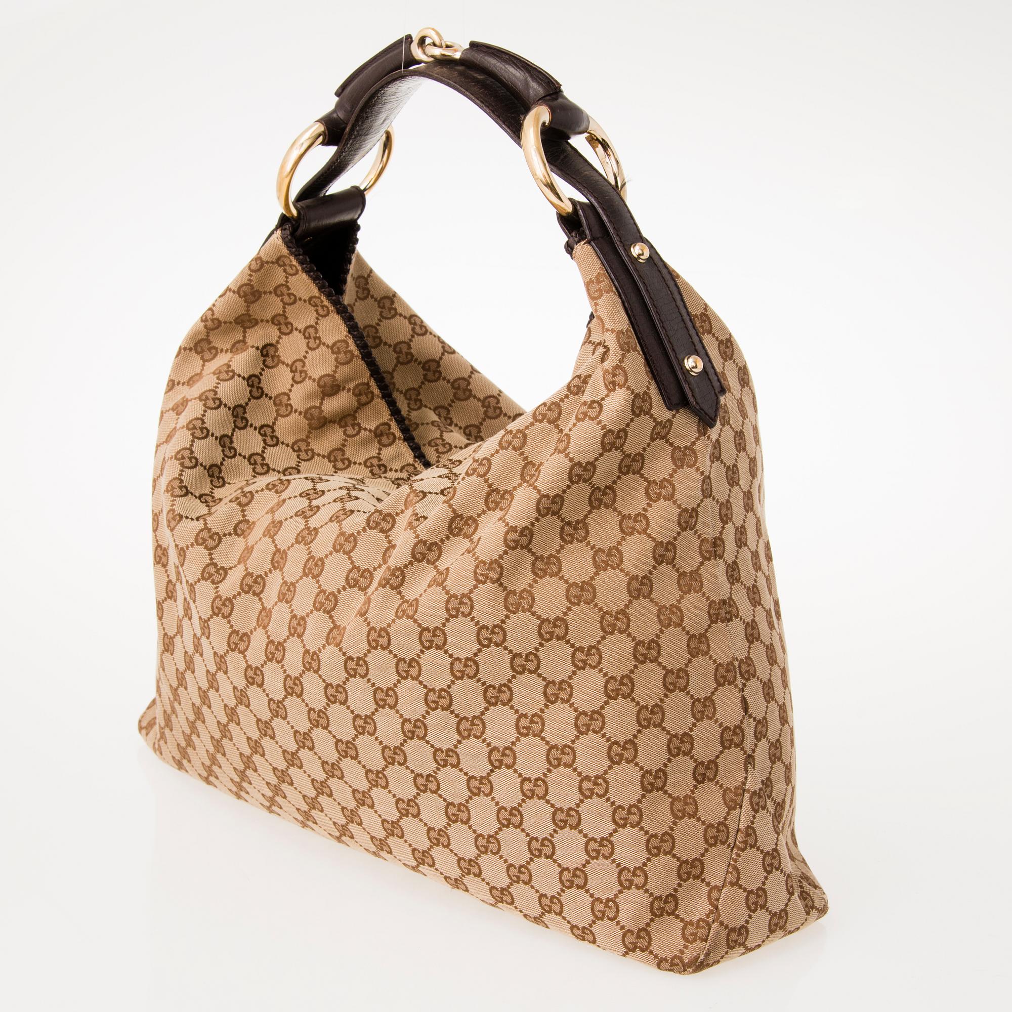 GUCCI, Horsebit Guccissima Canvas Hobo Bag.