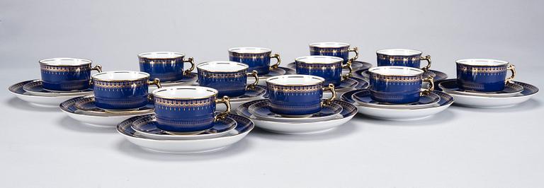 KAFFESERVIS, för 12, porslin, "Romanov" Golden Collection. 1900-talets slut.