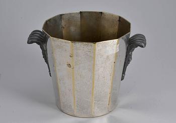 CHAMPAGNEKYLARE, tenn samt förnicklad mässing, art deco. Mellaneuropa 1920/1930-tal.