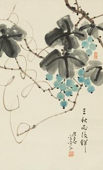 Oidentifierad konstnär, signerad Li Fangzi, tusch och akvarell på papper. Kina 1900-tal.