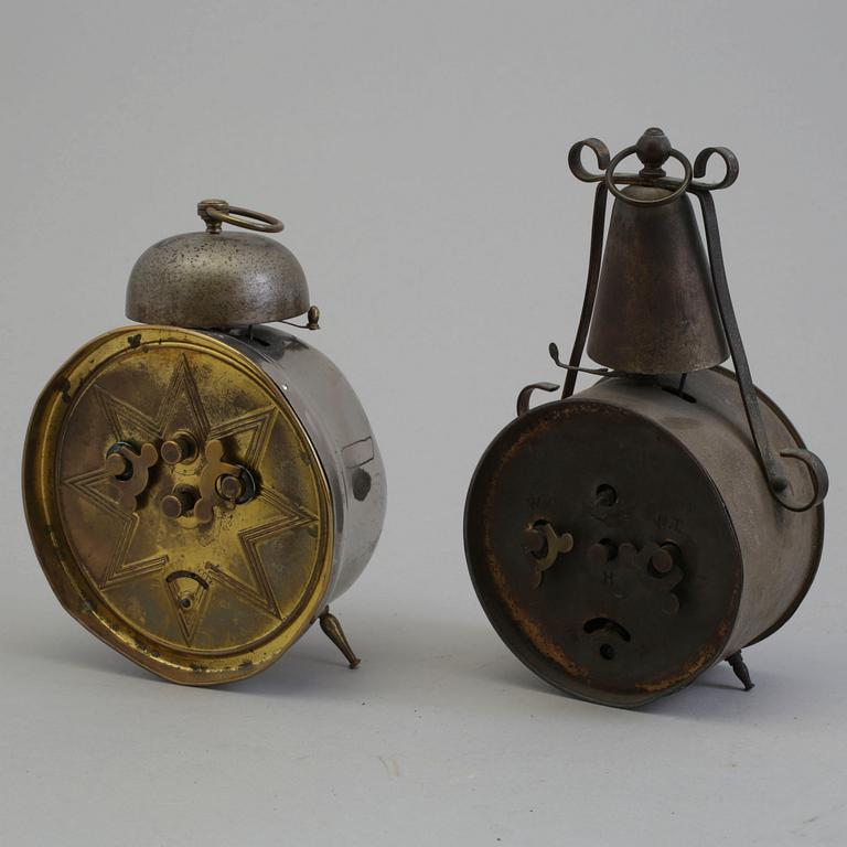 Two alarm clocks, first half of the 20th century.